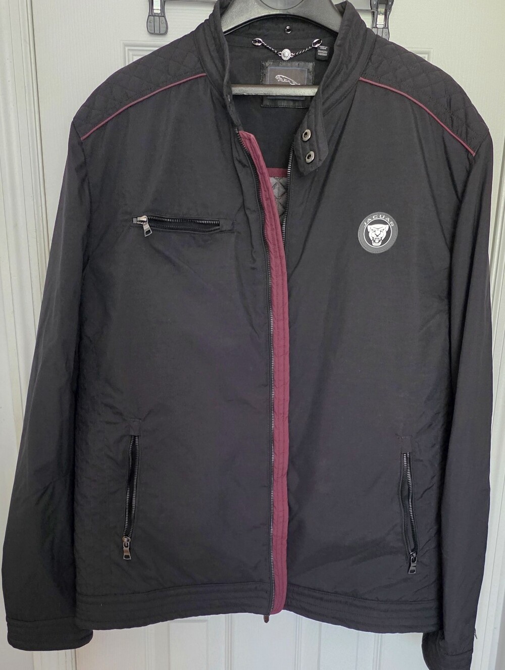 Official Jaguar Men's Driver's Jacket Quilted Black Logo Coat Size XXL